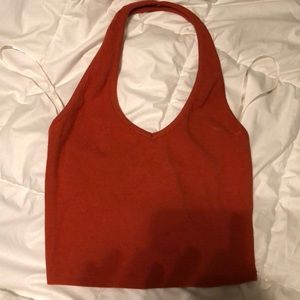 Burnt orange - red- halter crop top
